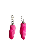 Lucky Rabbit Foot Keychain Charm - Vibrant Pink