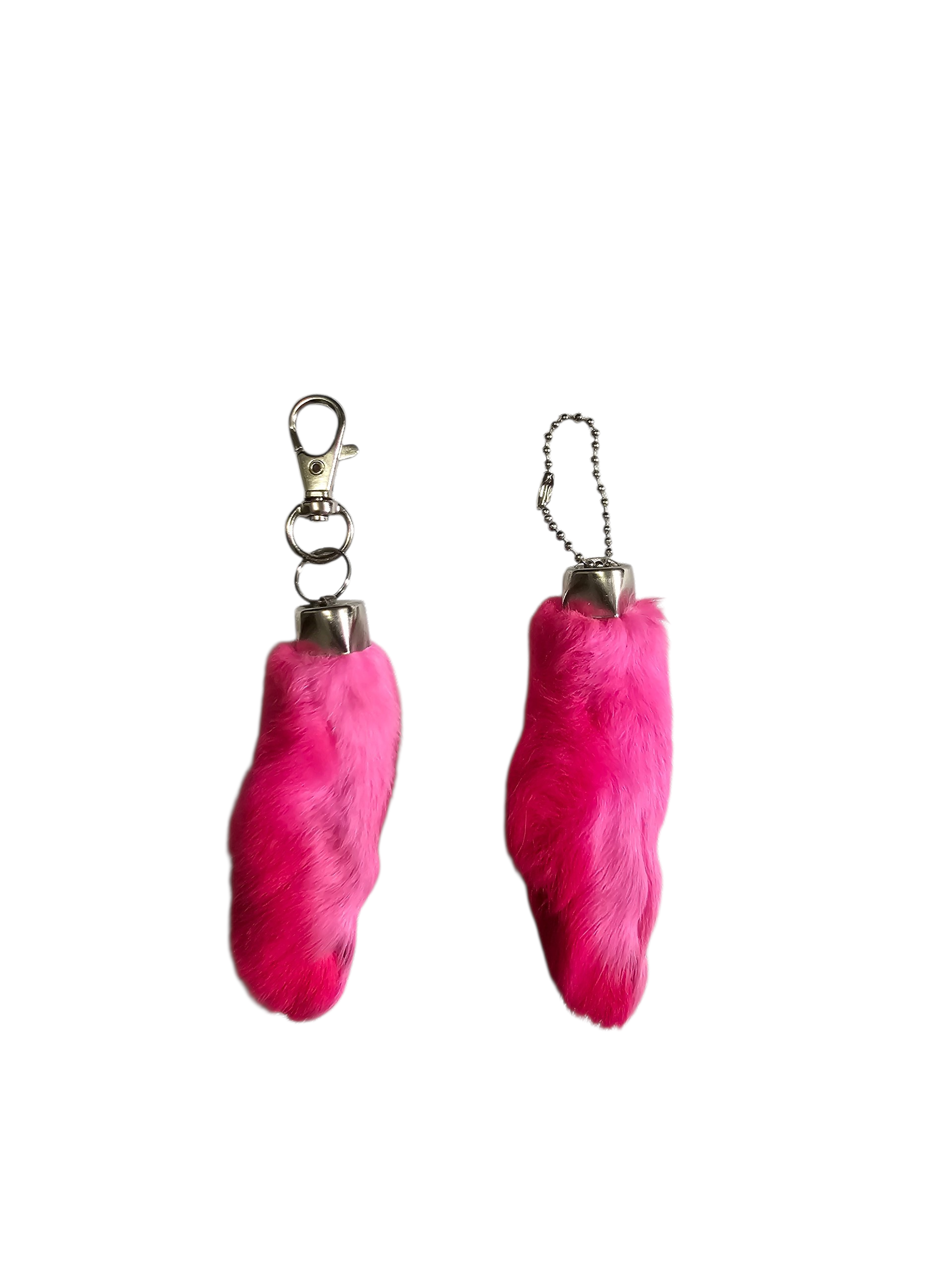 Lucky Rabbit Foot Keychain Charm - Vibrant Pink