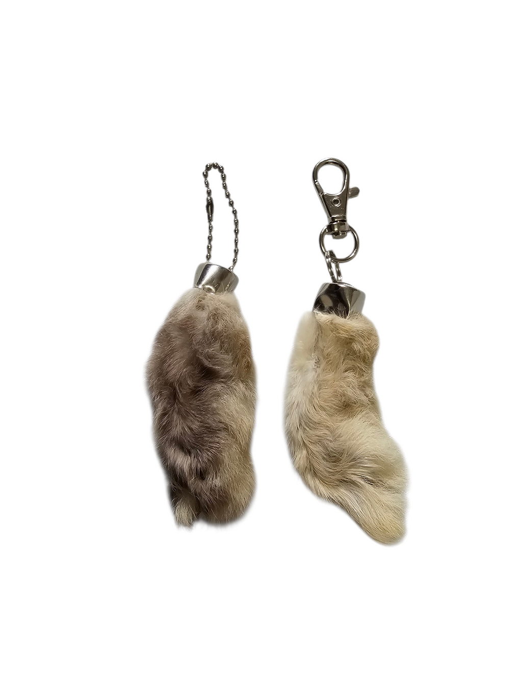Lucky Rabbit Foot Keychain Charm - Natural Silver / Grey / Mixed
