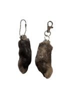 Lucky Rabbit Foot Keychain Charm - Natural Dark Brown