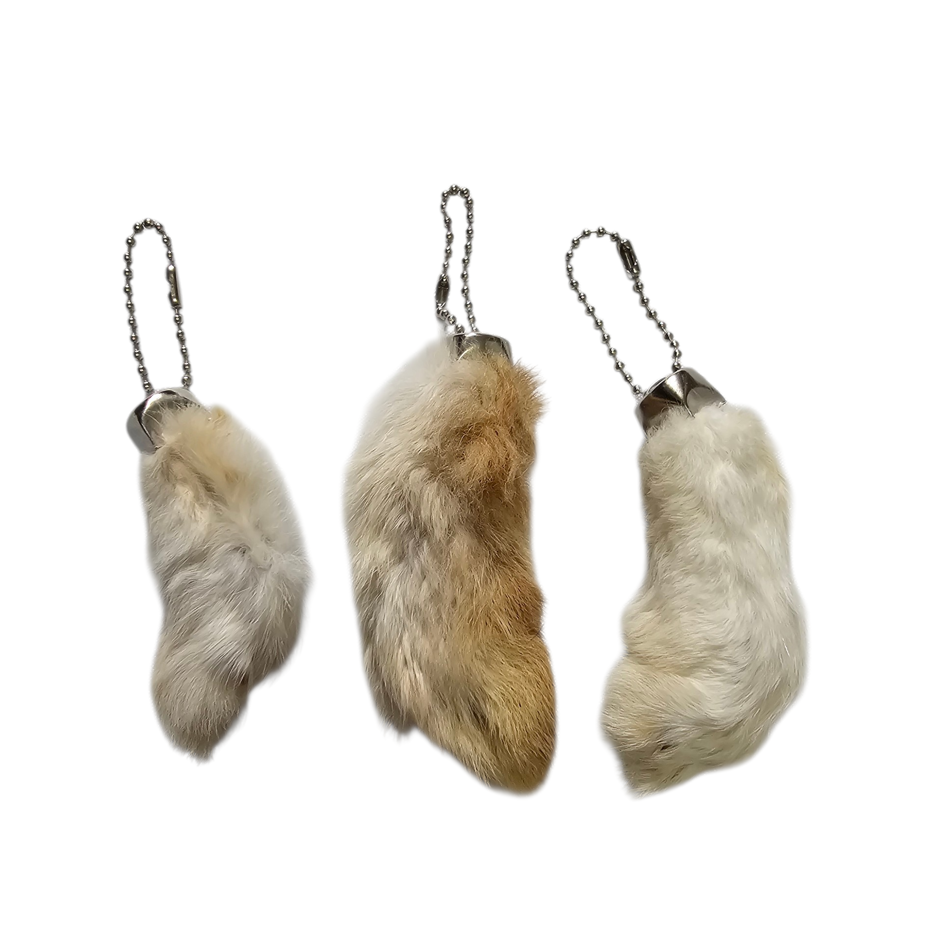 Lucky Rabbit Foot Keychain Charm - Natural White