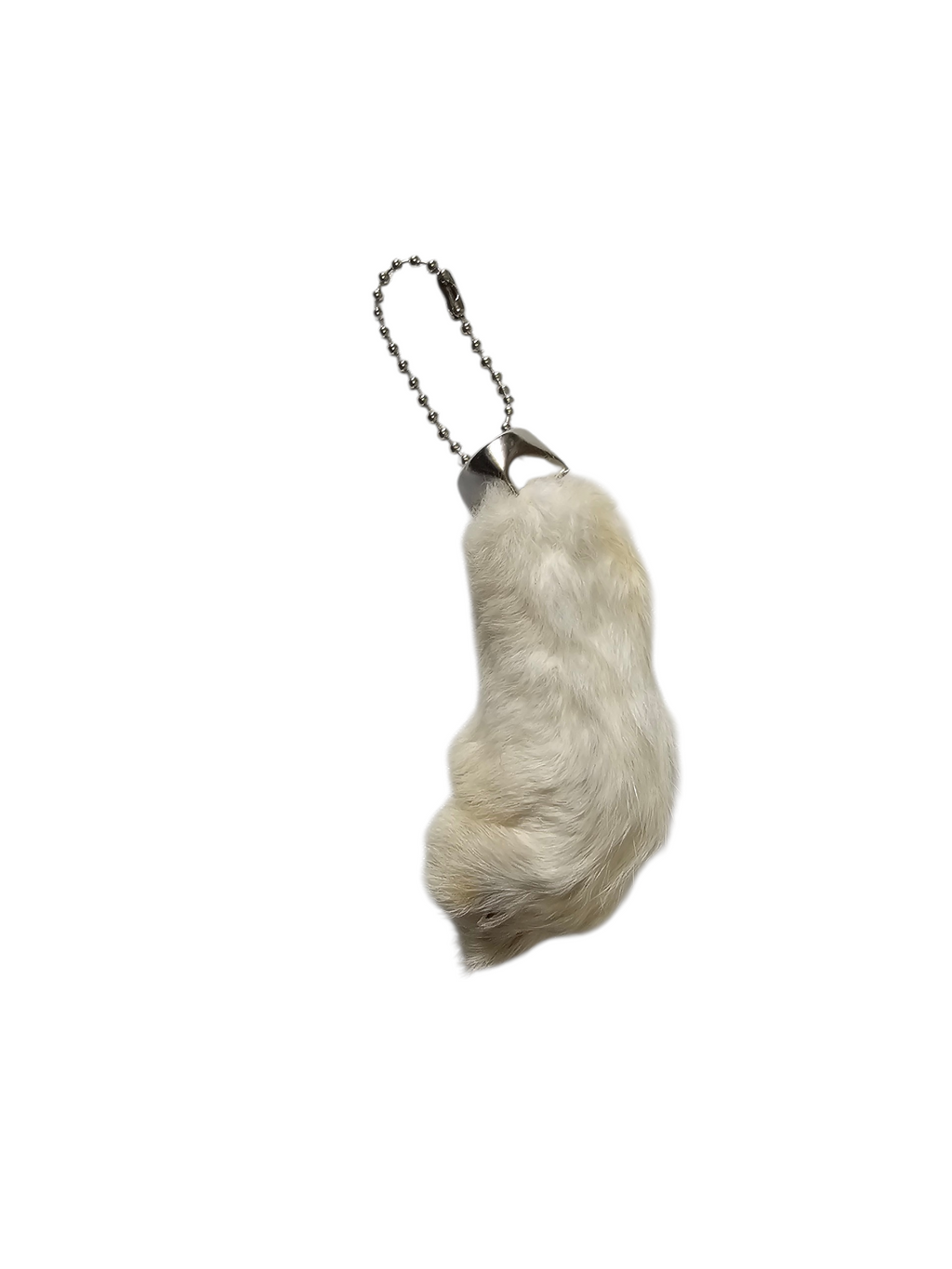 Lucky Rabbit Foot Keychain Charm - Natural White