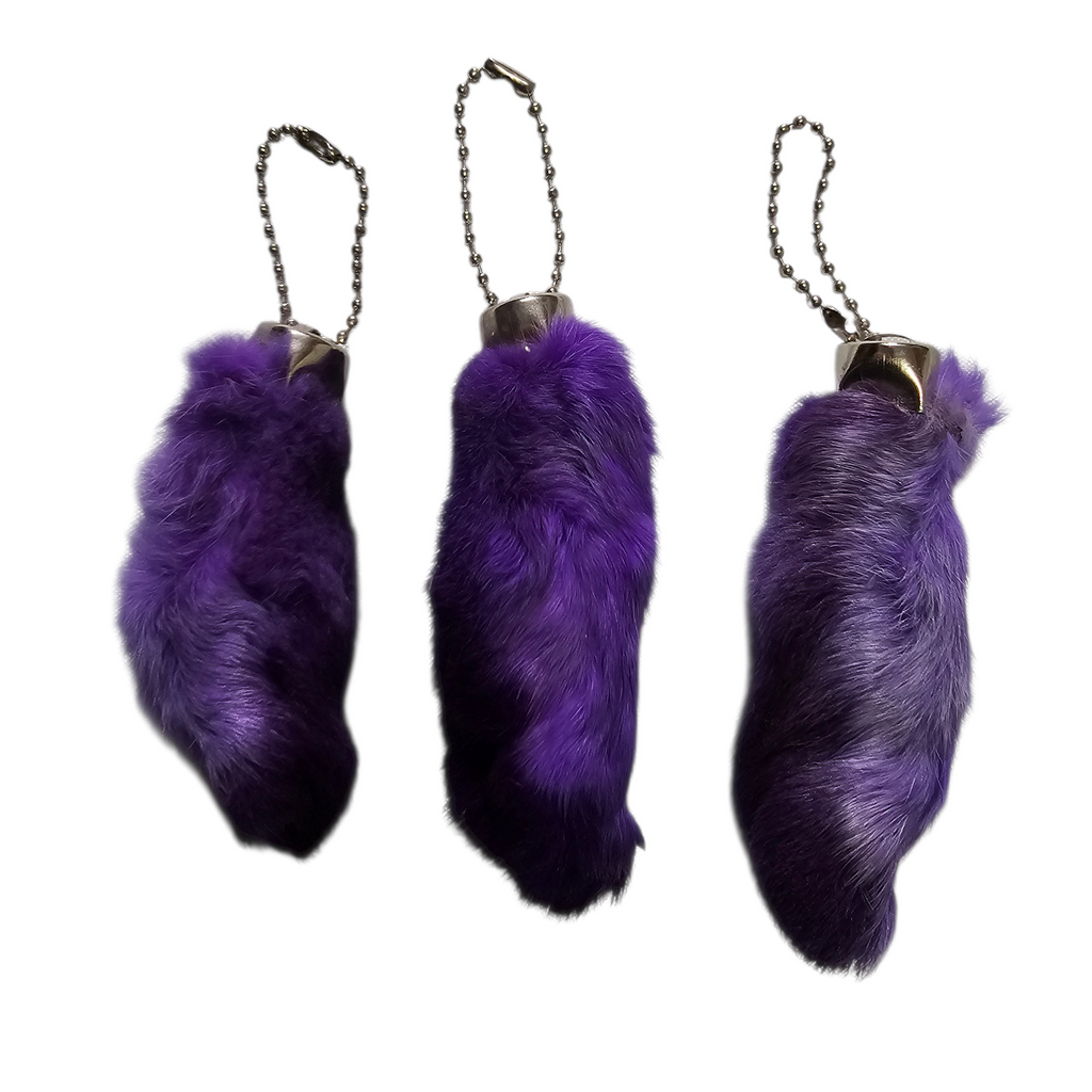 Lucky Rabbit Foot Keychain Charm - Royal Purple