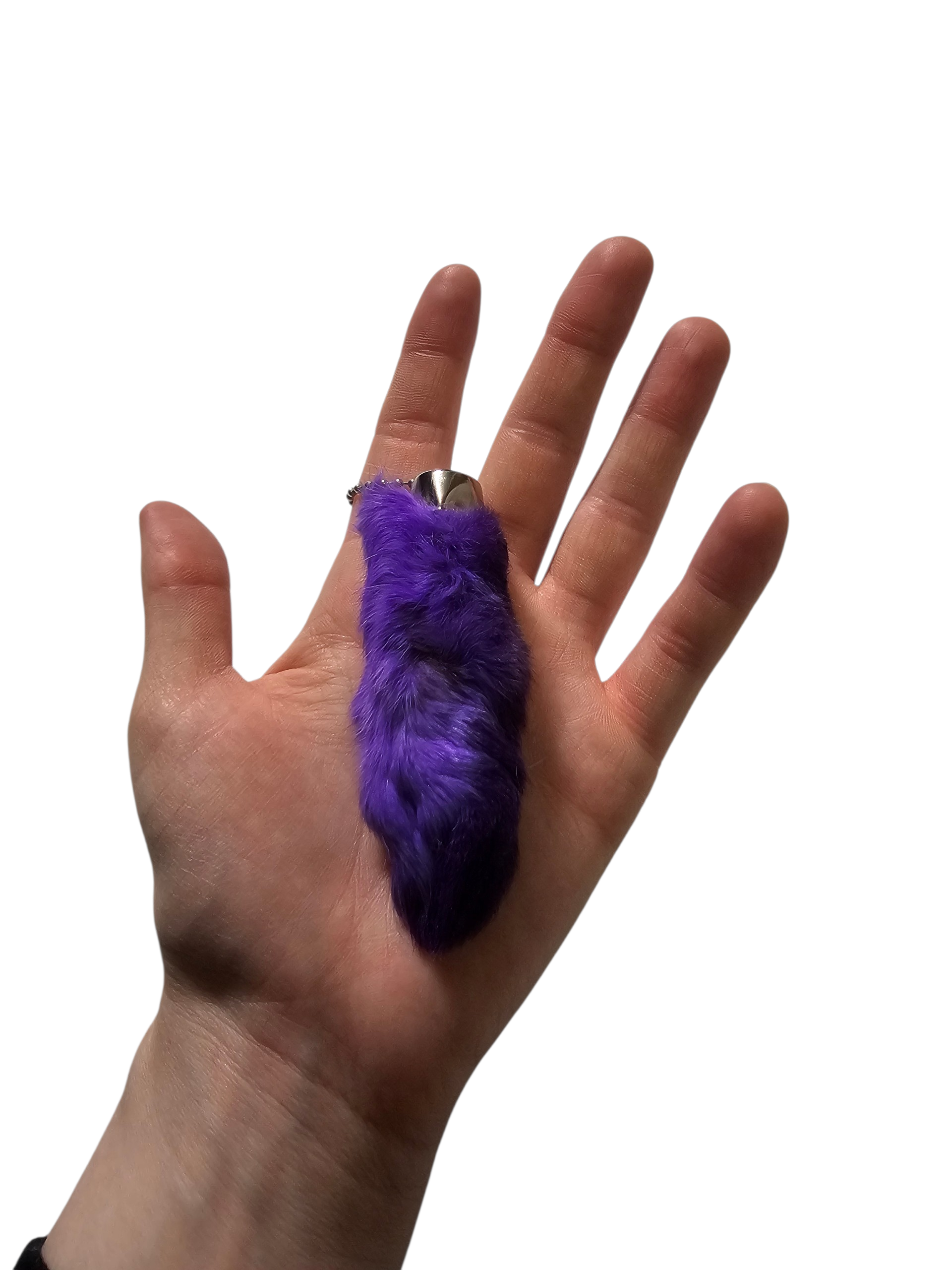 Lucky Rabbit Foot Keychain Charm - Royal Purple
