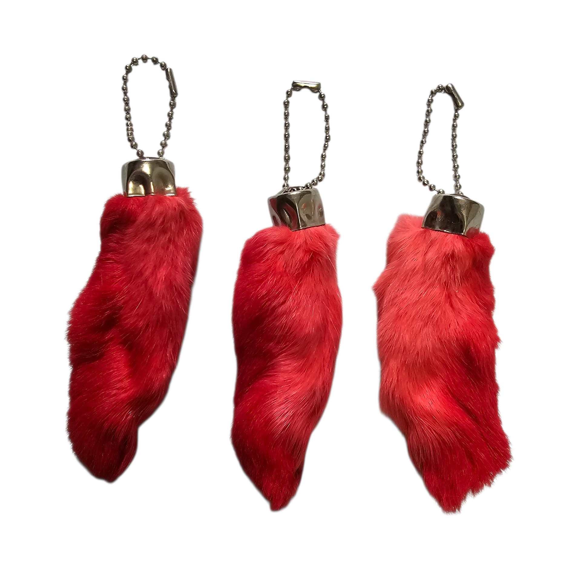 Lucky Rabbit Foot Keychain Charm - Flame Red