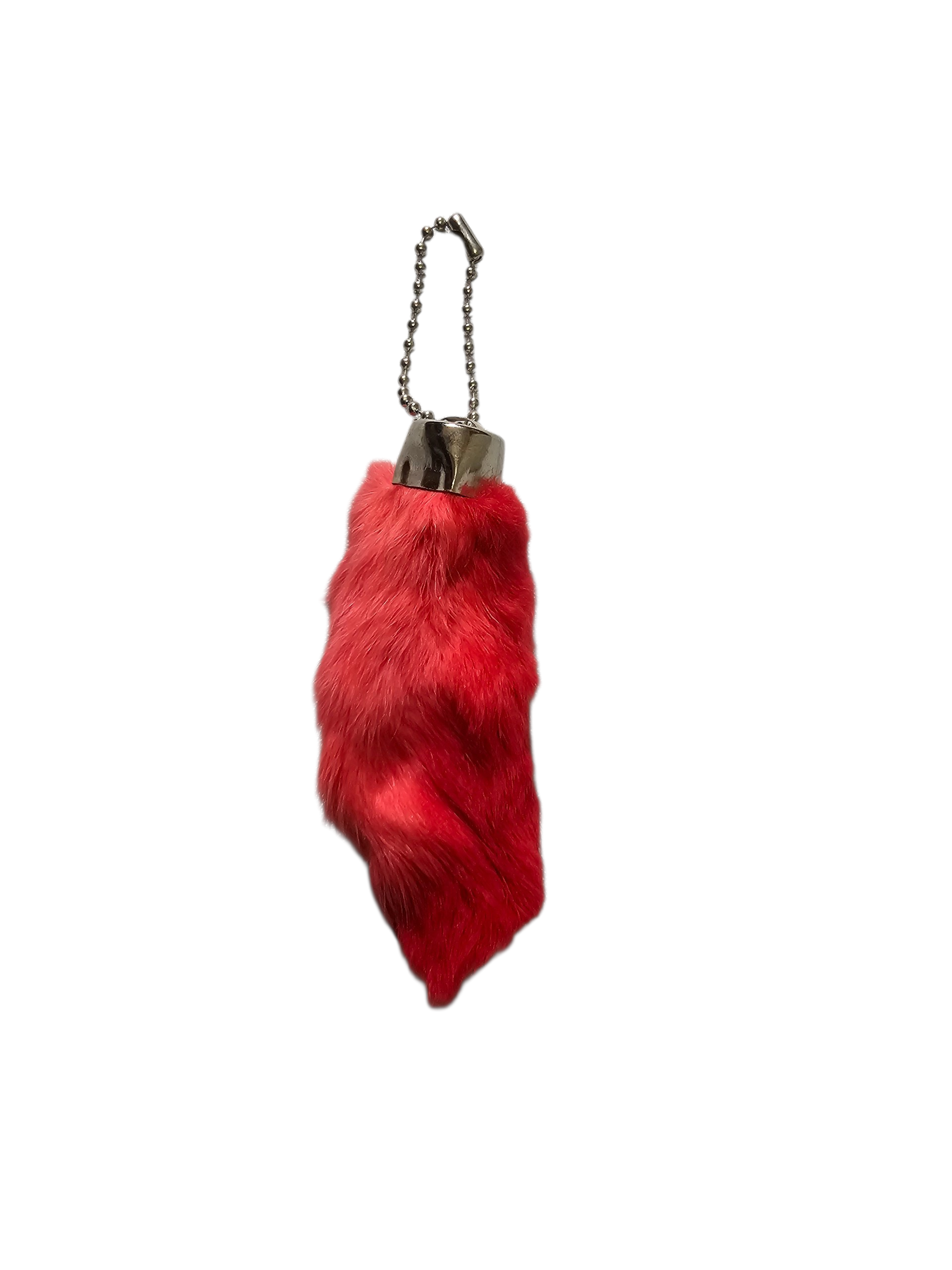 Lucky Rabbit Foot Keychain Charm - Flame Red