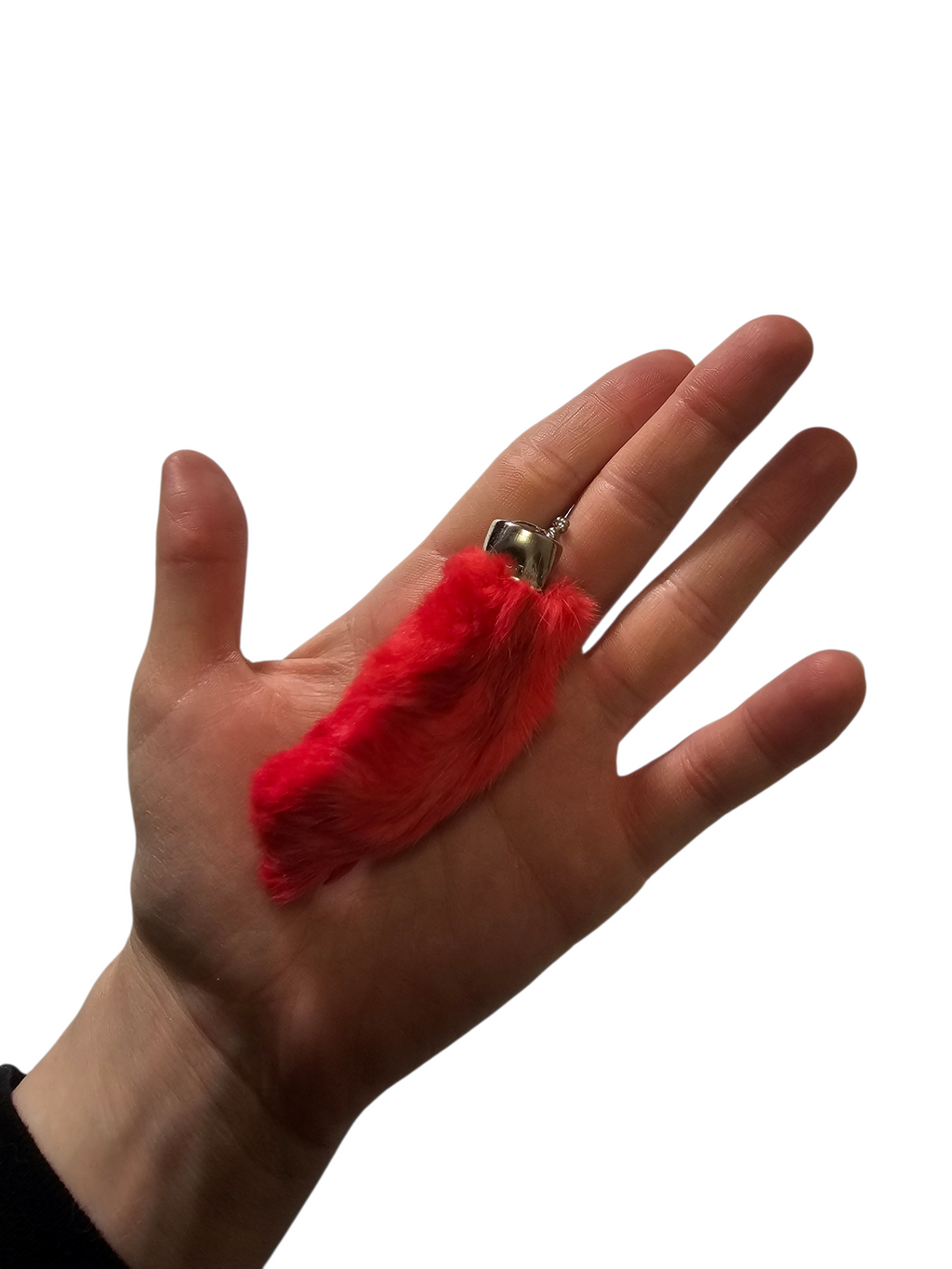 Lucky Rabbit Foot Keychain Charm - Flame Red