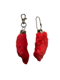 Lucky Rabbit Foot Keychain Charm - Flame Red