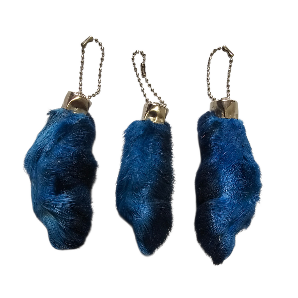 Lucky Rabbit Foot Keychain Charm - Deep Blue