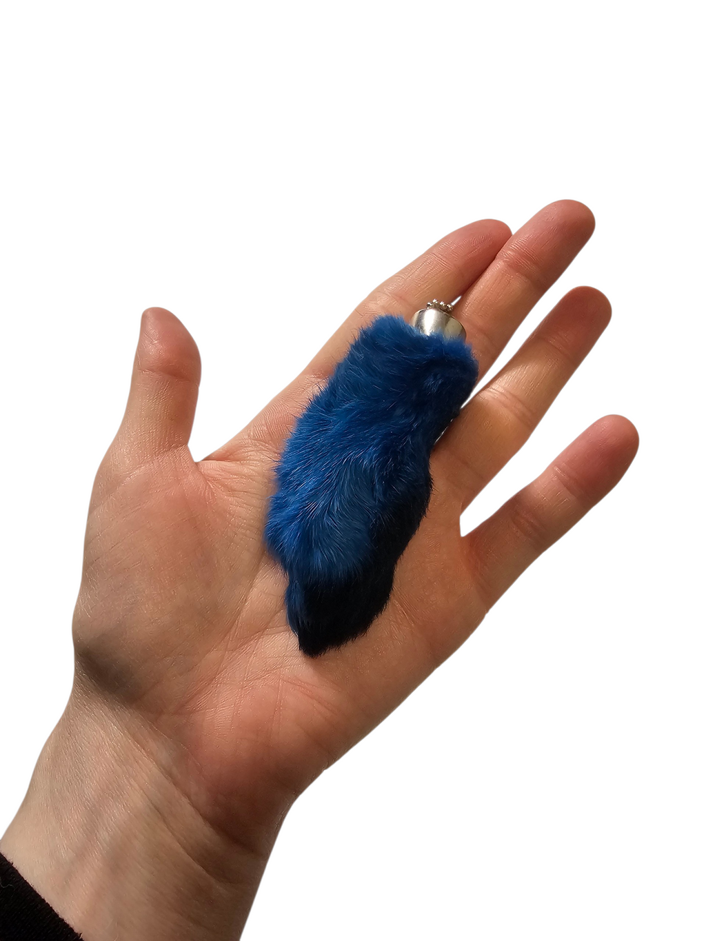 Lucky Rabbit Foot Keychain Charm - Deep Blue