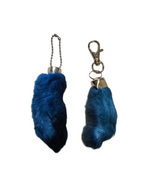 Lucky Rabbit Foot Keychain Charm - Deep Blue