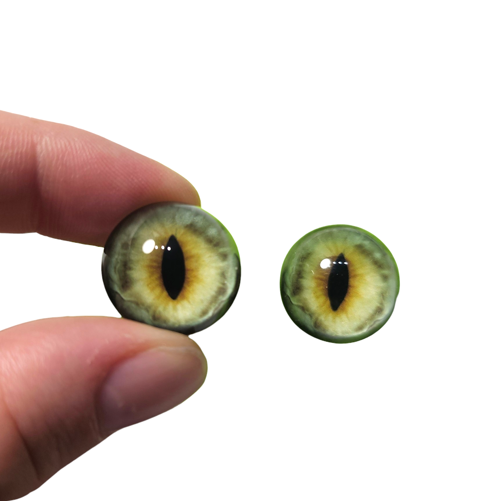 Yellow Green Cat Eyes BC43 - Handmade Glass Taxidermy Eyes