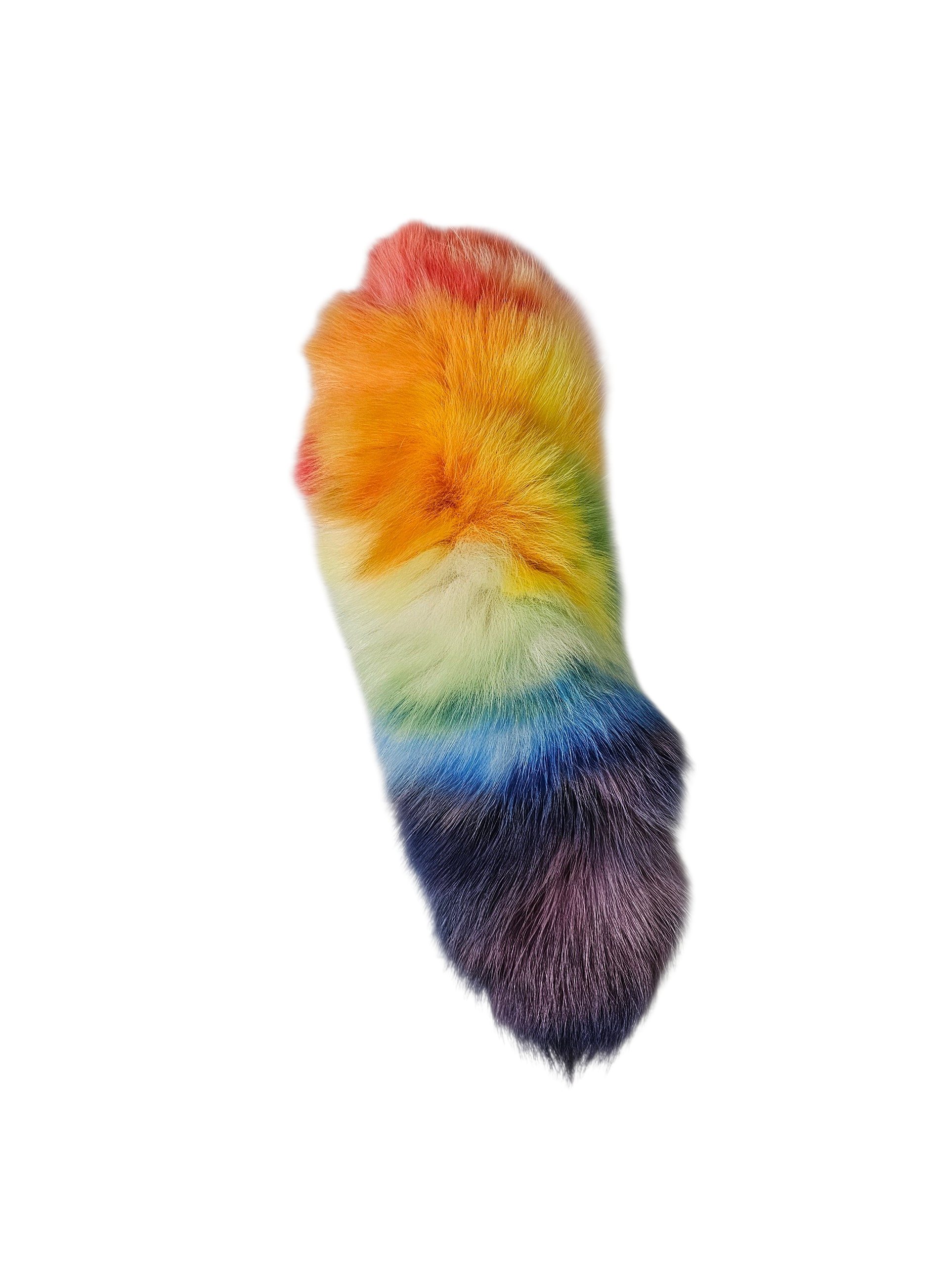 Real Fur Dyed Rainbow Fox Tail Keychain - Ethically Sourced