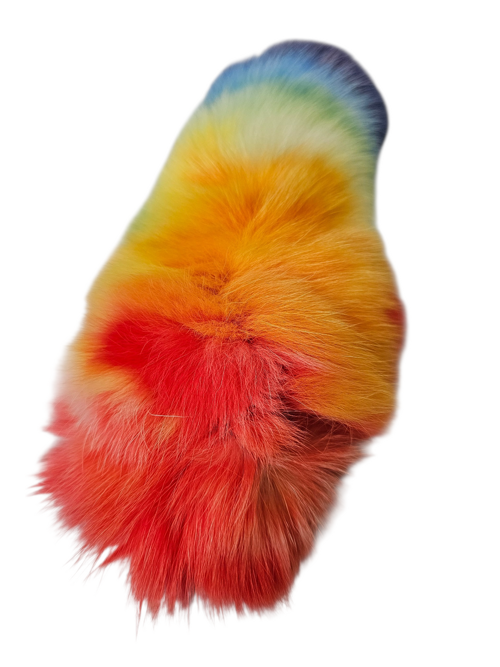 Real Fur Dyed Rainbow Fox Tail Keychain - Ethically Sourced