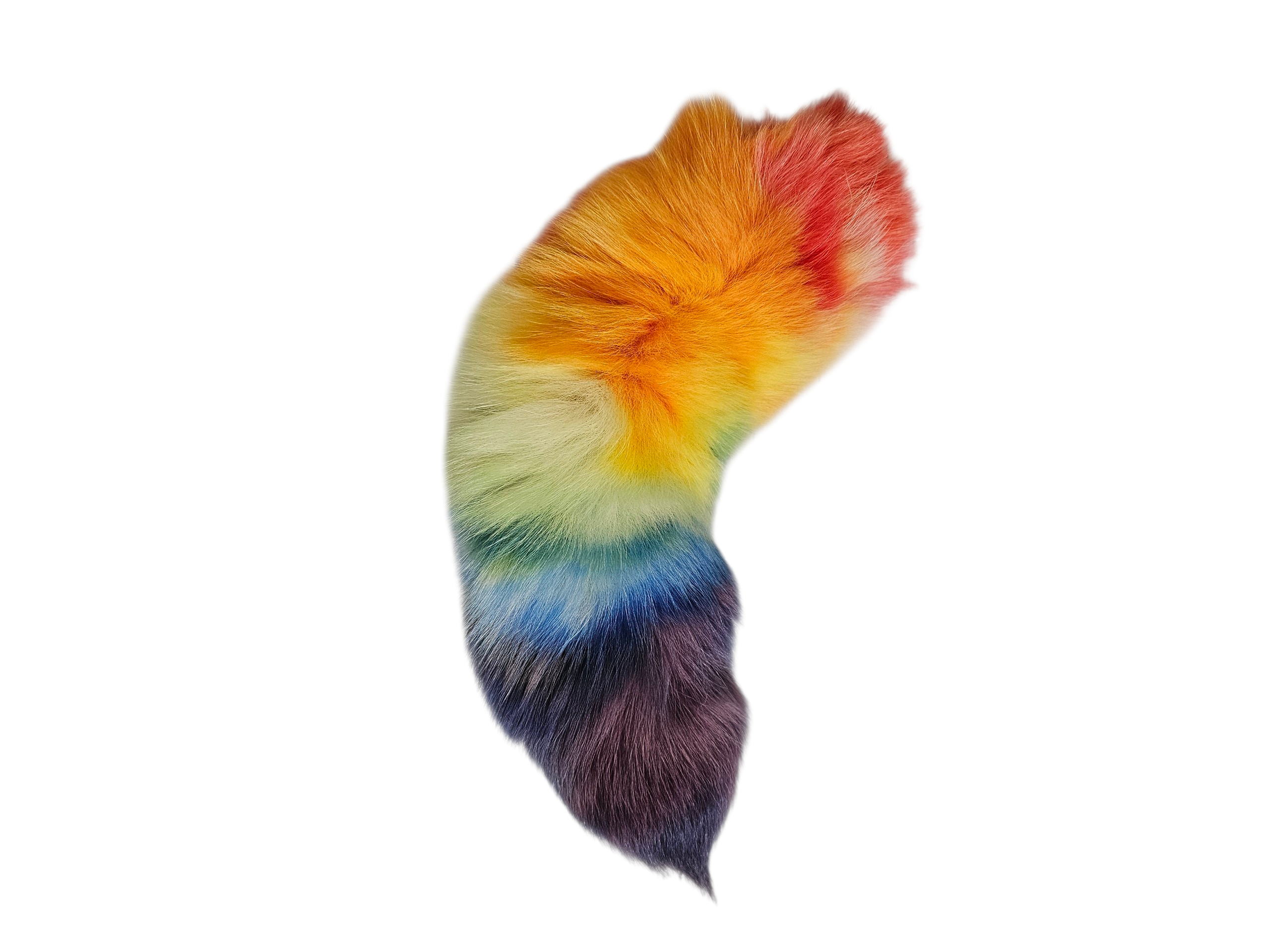 Real Fur Dyed Rainbow Fox Tail Keychain - Ethically Sourced