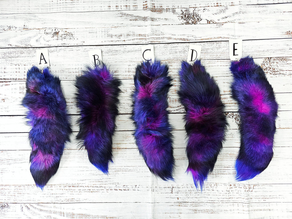 Choose Your Own Real Fur Dyed Galaxy Fox Tail Keychain - Ethically Sourced
