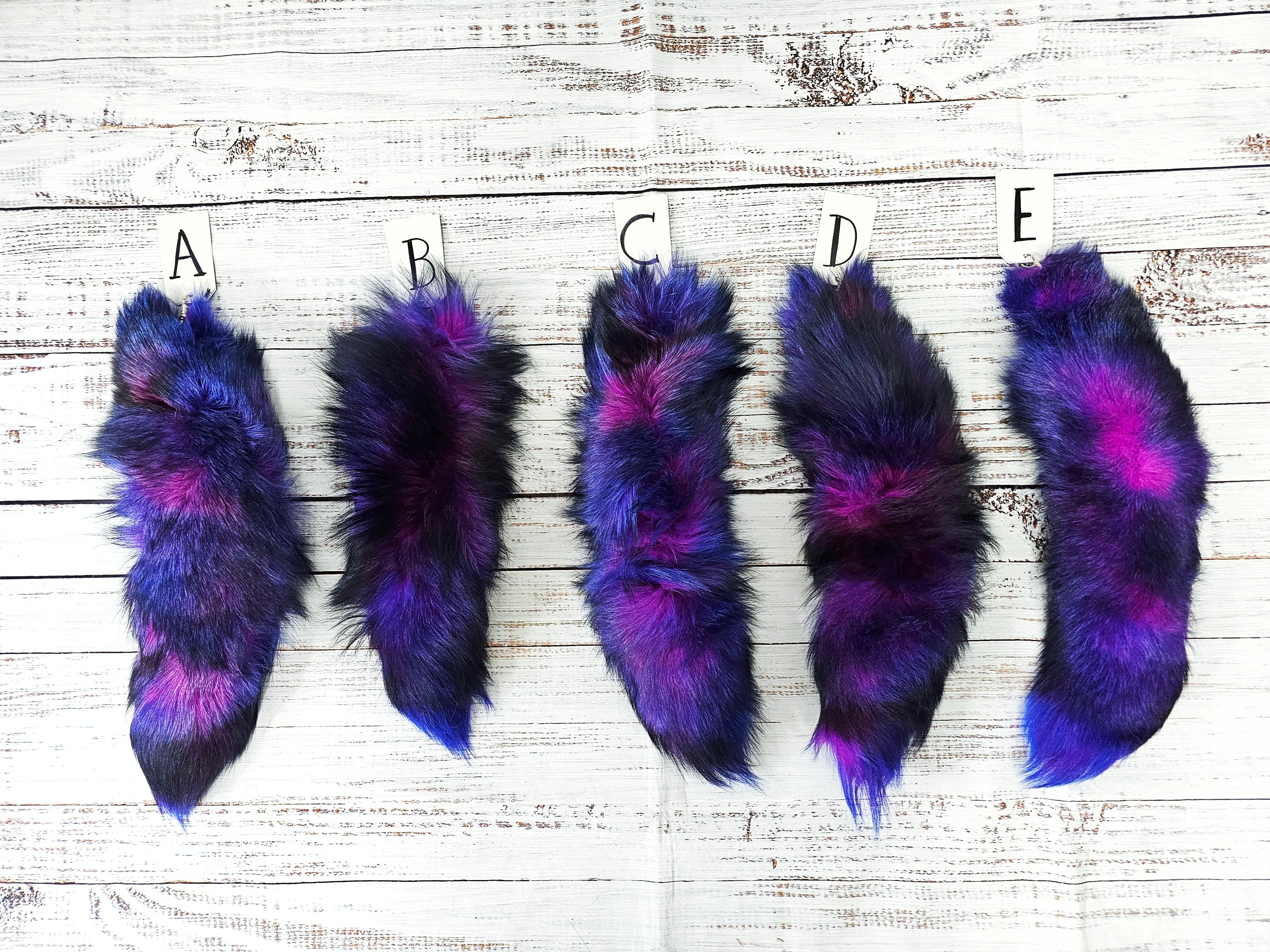 Choose Your Own Real Fur Dyed Galaxy Fox Tail Keychain - Ethically Sourced