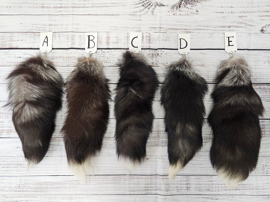 Choose Your Own Real Fur Silver Fox Tail Keychain - Ethically Sourced