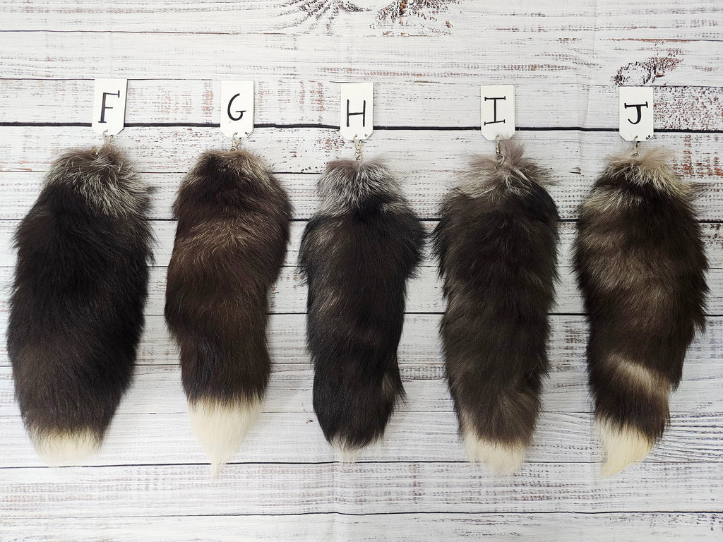 Choose Your Own Real Fur Silver Fox Tail Keychain - Ethically Sourced
