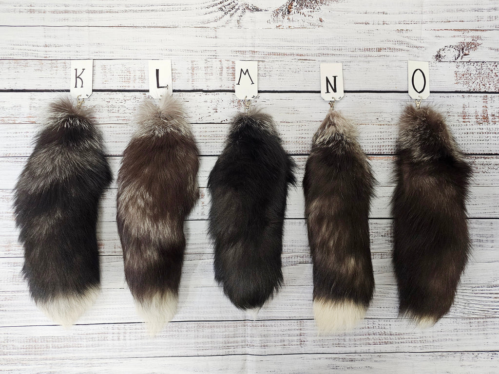 Choose Your Own Real Fur Silver Fox Tail Keychain - Ethically Sourced