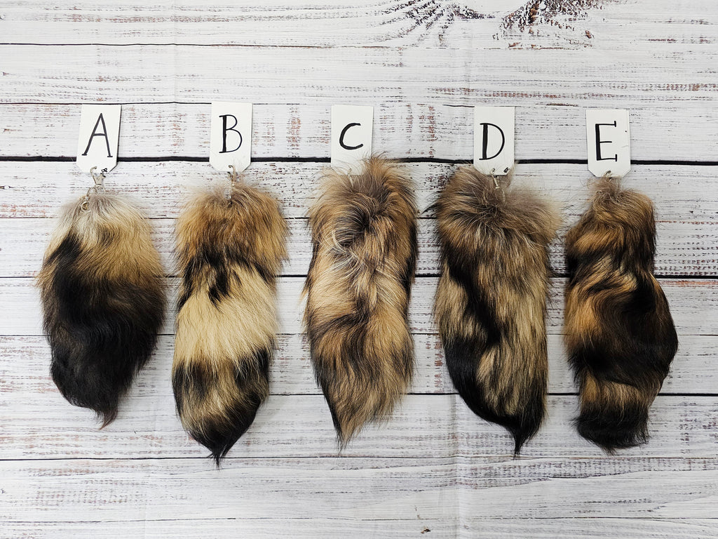 Choose Your Own Real Tanuki Raccoon Dog Tail Keychain - Ethically Sourced