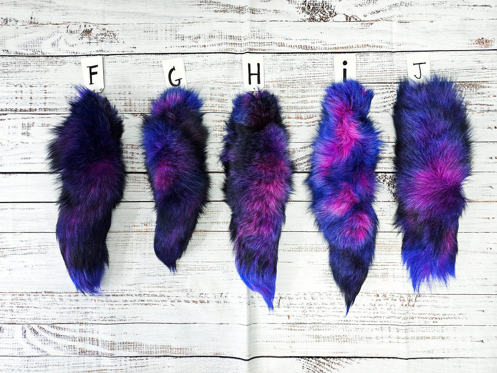 Choose Your Own Real Fur Dyed Galaxy Fox Tail Keychain - Ethically Sourced