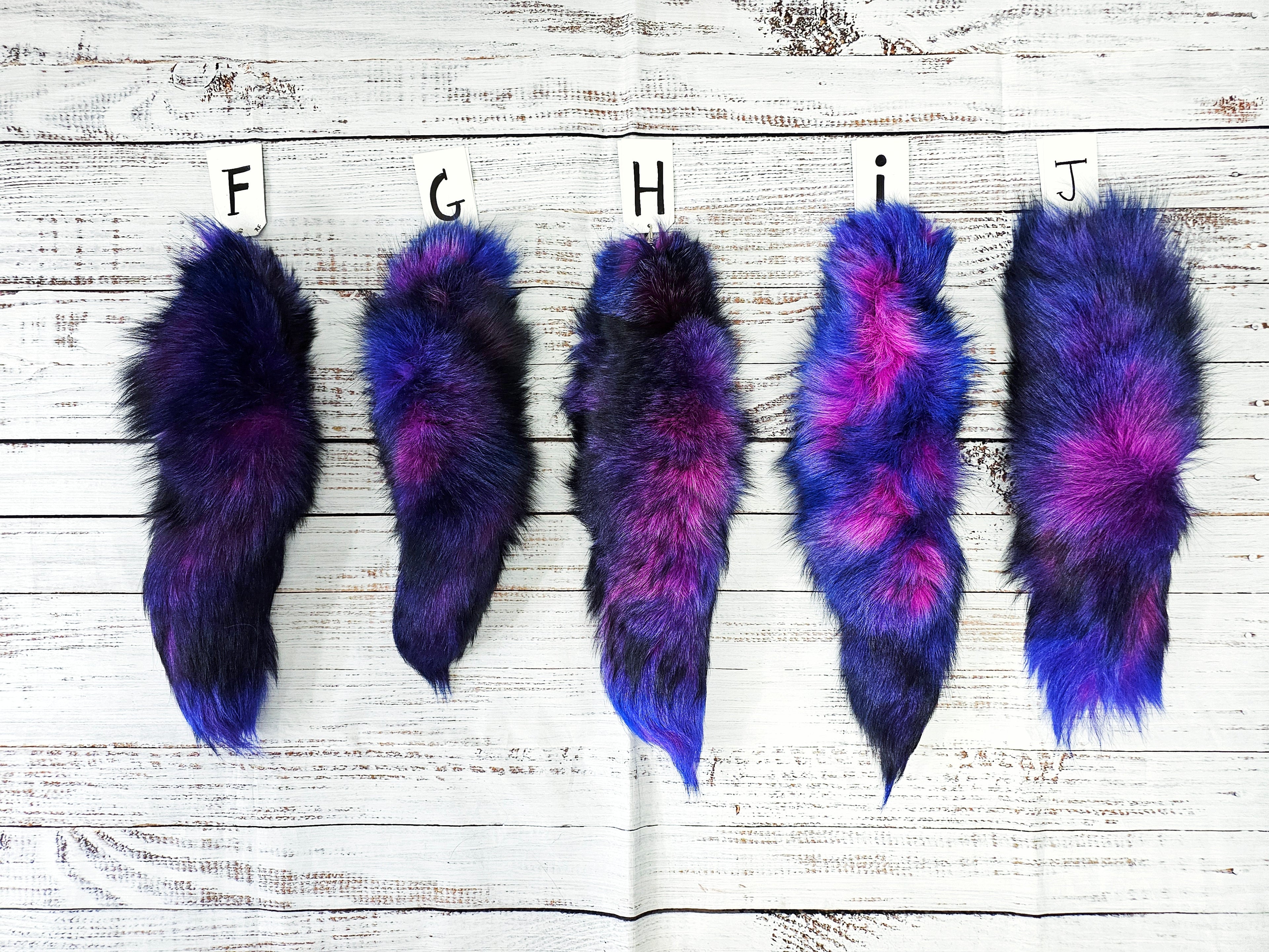 Choose Your Own Real Fur Dyed Galaxy Fox Tail Keychain - Ethically Sourced