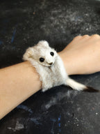 Weasel Slap Bracelet, Sherman the Ermine, White Ermine Slap Bracelet, Taxidermy Oddities Bracelet, Real Fur
