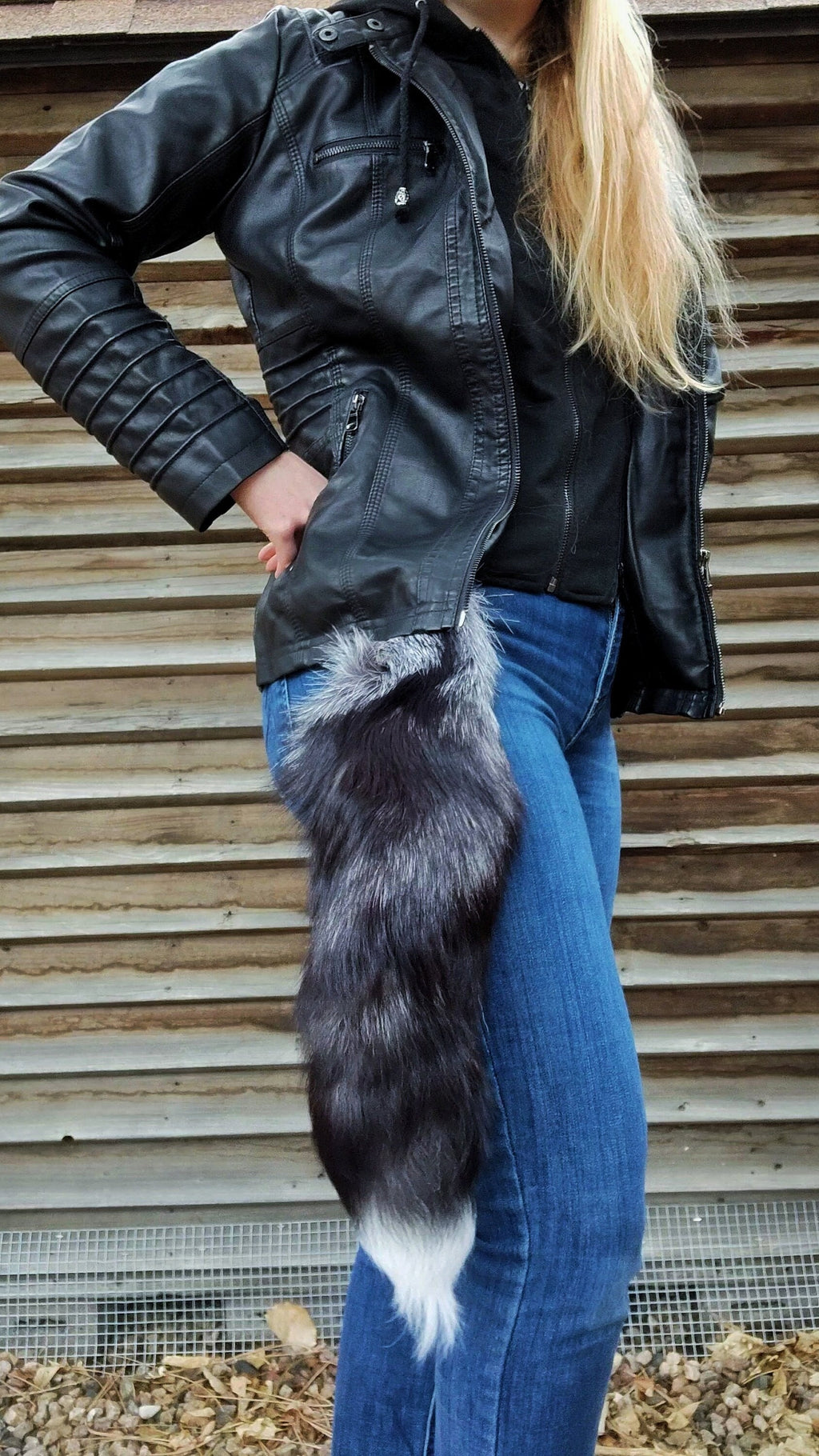 Real Fur Silver Fox Tail Keychain - Ethically Sourced