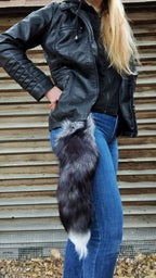 Real Fur Silver Fox Tail Keychain - Ethically Sourced
