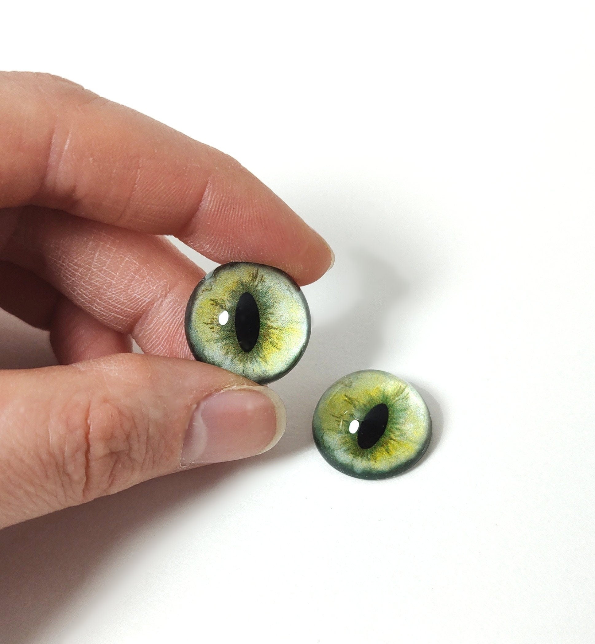 Bright Olive Green Fox RF30- Handmade Glass Taxidermy Eyes